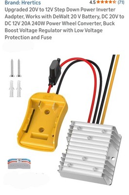 20V to 12V Step down Converter 20A 240W Max - Compatible with Dewalt 20V Battery