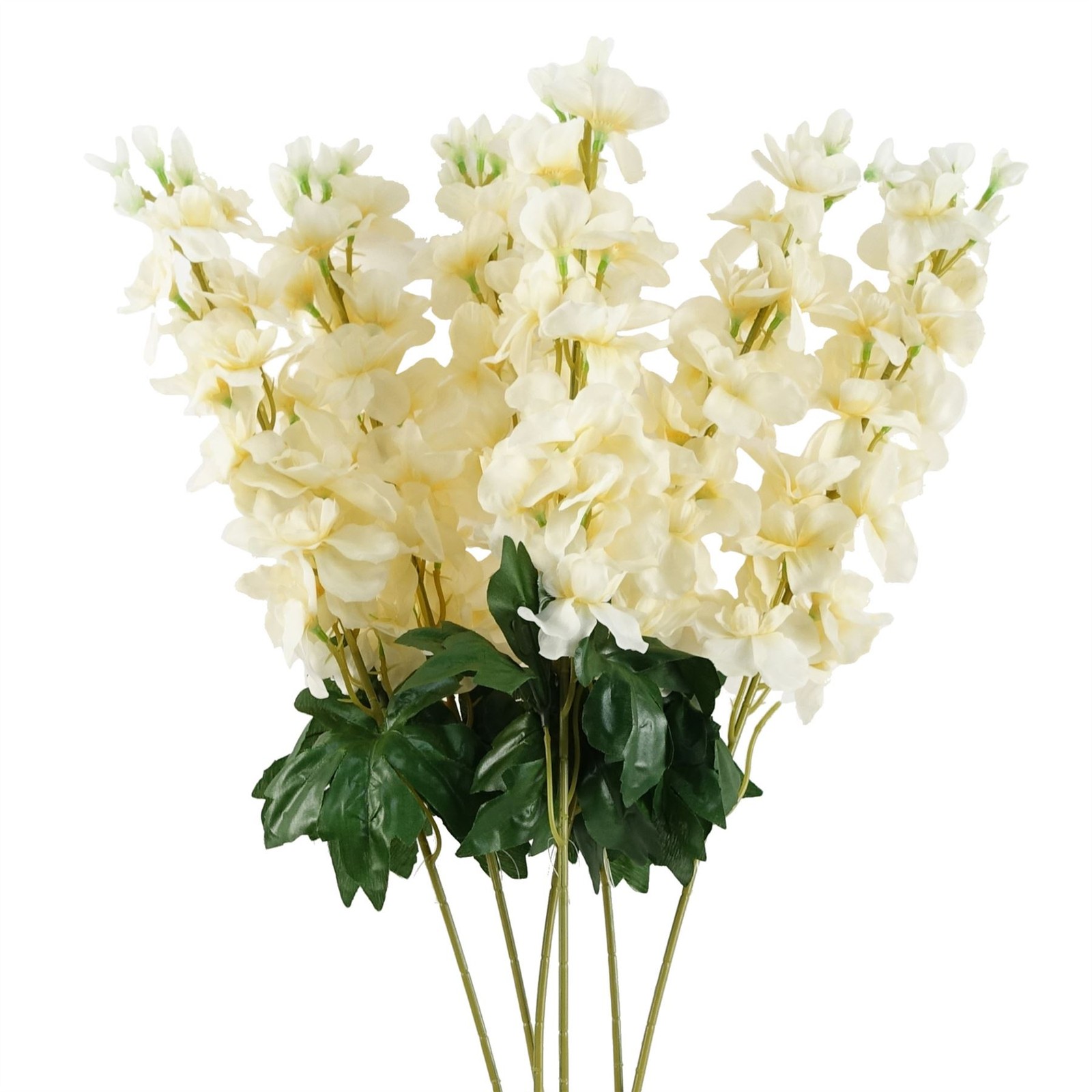 Pack of 6 Cream Delphinium Stems 75cm Realistic Artificial Flower Decor