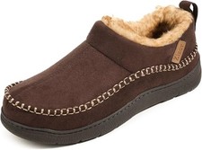 Mens Moccasin Slippers Indoor Outdoor House Slippers Warm Plush Fuzzy Memory ...