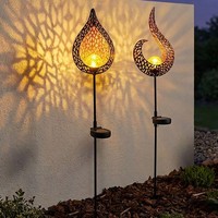 2X Led Solarlampe Steckleuchte Gartendeko AußEnlampe Erdspieß Flamme Glas Kugel