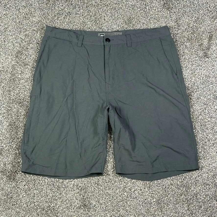 REI Co Op Mens 38 Lightweight Hiking Shorts Gray Zip Pocket Athleisure Casual
