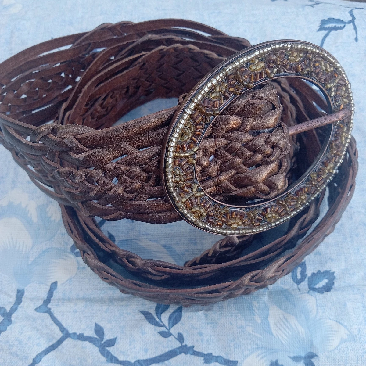 Nine WEST EXCELLENT CONDITION WOMAN TAUPE/GOLD WOVEN LEATHER BELT SIZE M… Nine West Women main image 4