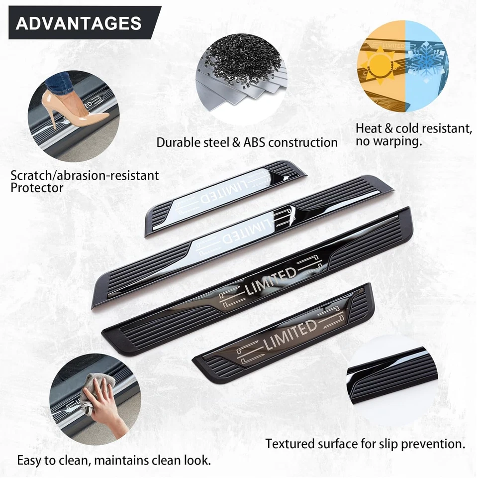 Accesorios protectores de placa de cubierta de umbral de puerta de coche con moldura limitada para Toyota Prius Foto 4 de 4
