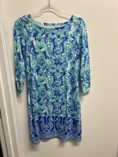 LILLY PULITZER SEA GLASS AQUA Small SEAHORSE MERMAID SHELL Sophie Dress