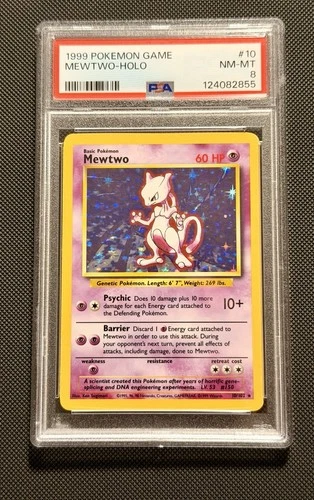 1999 Pokémon TCG Base Set Unlimited Mewtwo 10/102 PSA 8