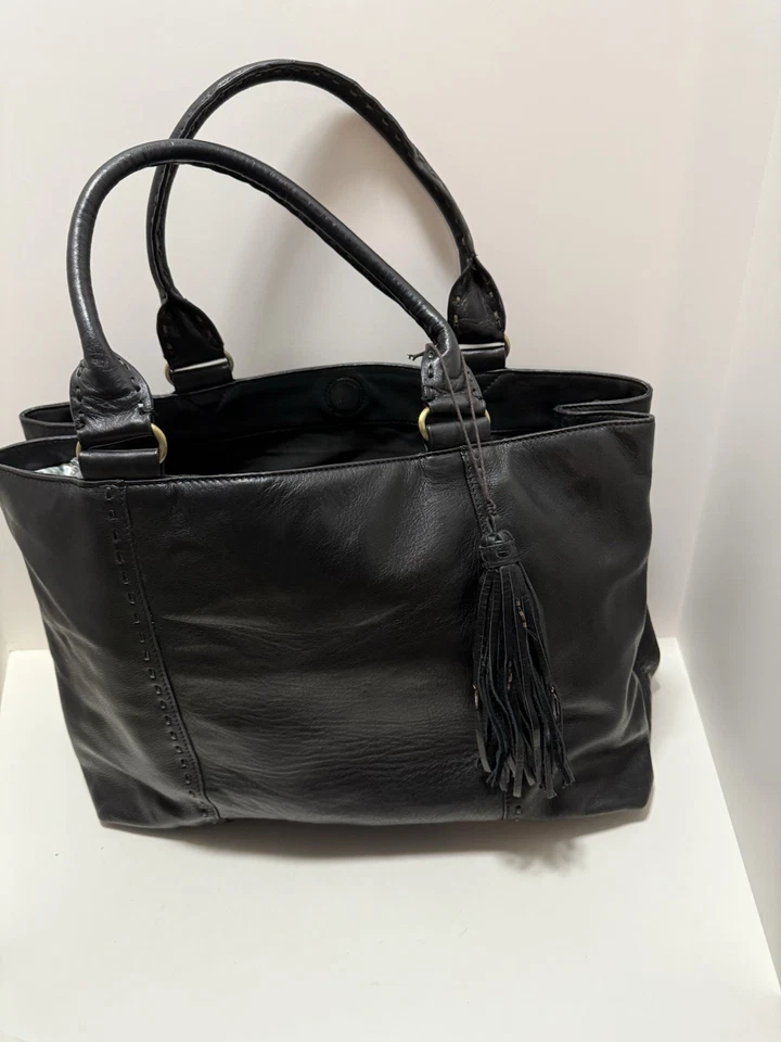 SIGRID OLSEN Black Genuine Leather Tote Purse Handbag NEW - Image 2 of 4