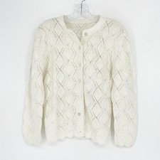 Cream Knit Button-Up Cardigan Size Small