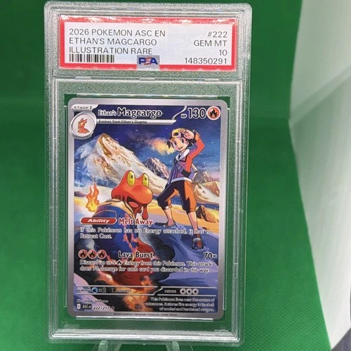 2026 POKEMON ASCENDED HEROES ILLUSTRATION RARE #222 ETHAN'S MAGCARGO PSA 10