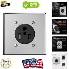 50 Amps 250V Flush Mounting Power Outlet, NEMA 6-50R Receptacle Listed, Stra...