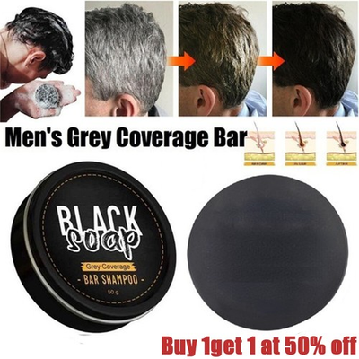 #ad Men#x27;s Grey Coverage Bar Shampoo Hair Darkening Black Soap for Grey Hair Cover $7.59