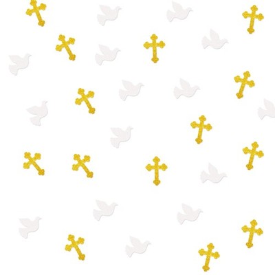 120 PCS God Bless Confetti Gold Glitter Cross Paper Eucalyptus Leaves Cut Out