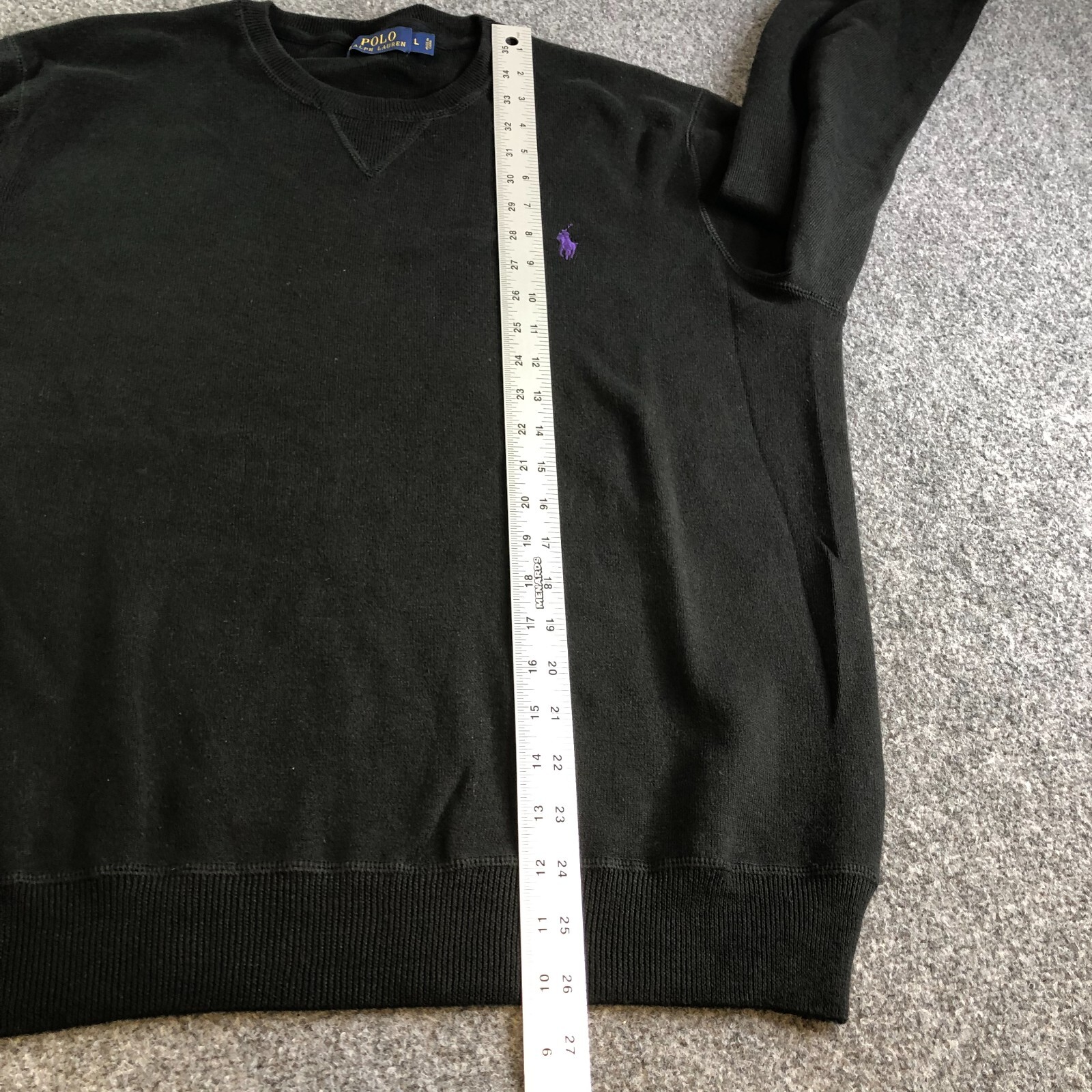 Polo Ralph Lauren Felpa Uomo Grande Nero Maglione Viola Pony Girocollo Dorito