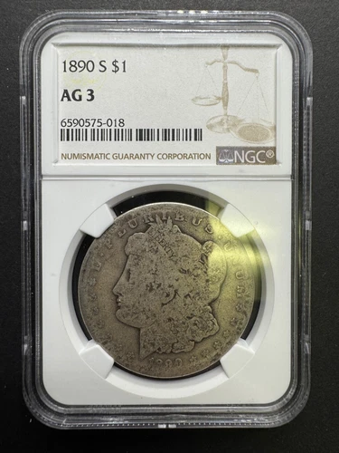 1890 S $1 AG 3 Grade NGC Morgan Silver Dollar Coin