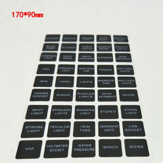 45x Rocker Switch Label Decal Circuit Fuse Panel Sticker Marine