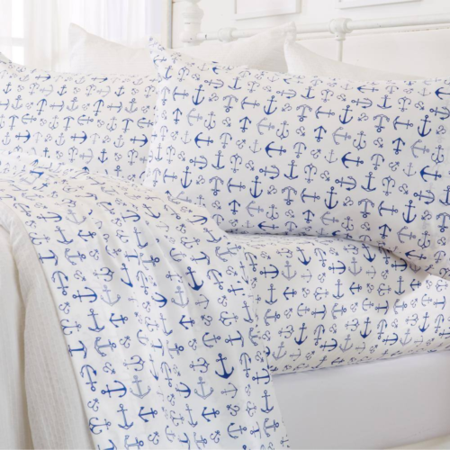 4-Piece Ultra Soft Coastal Printed Anchor Microfiber Twin Sheet Set - Picture 4 of 4