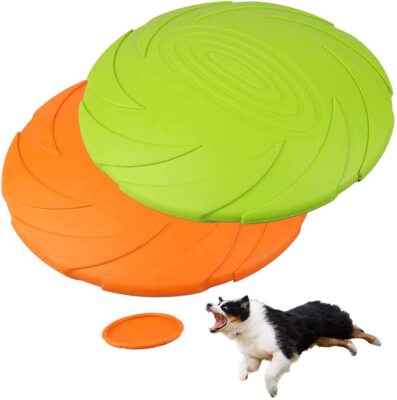 2PCS Dog Toy Flyer Flexible Durable Frisbee Disc LARGE Chew Fetch Toys
