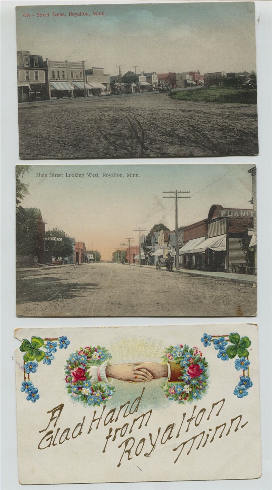 3 1910 era Royalton Minnesota Postcards 2 street scenes eBay