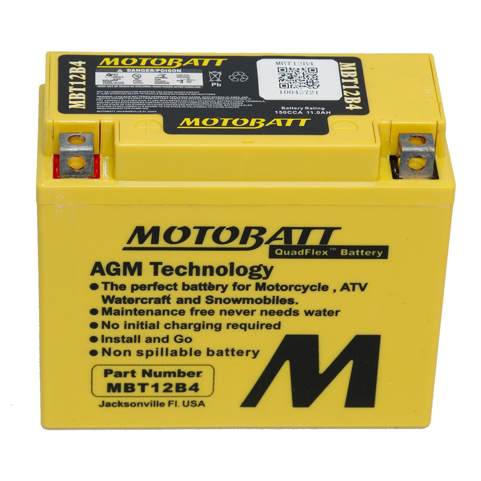 Motobatt MBT12B4 AGM Motorcycle Battery for Ducati Monster 696 08-14