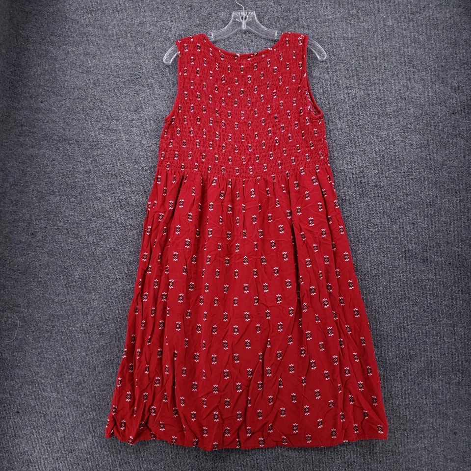 Vestido Croft Barrow para mujer XL rojo midi floral sin mangas ajustado línea A elástico Foto 2 de 4