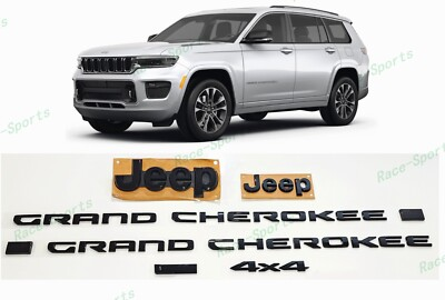 #ad 3Row 2021 Jeep Grand Cherokee L Front Rear Jeep 4X4 L Door Emblems Gloss Black $174.80