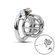 Stainless Steel Metal Male Chastity Belt Cage Device Restraint with Tube Lock