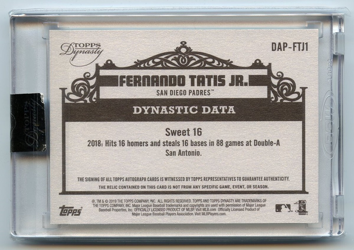 Topps Dynasty Tatis Jr. タティス auto サイン 2019 Topps Dynasty Fernando Tatis Jr. /10 RPA RC Rookie