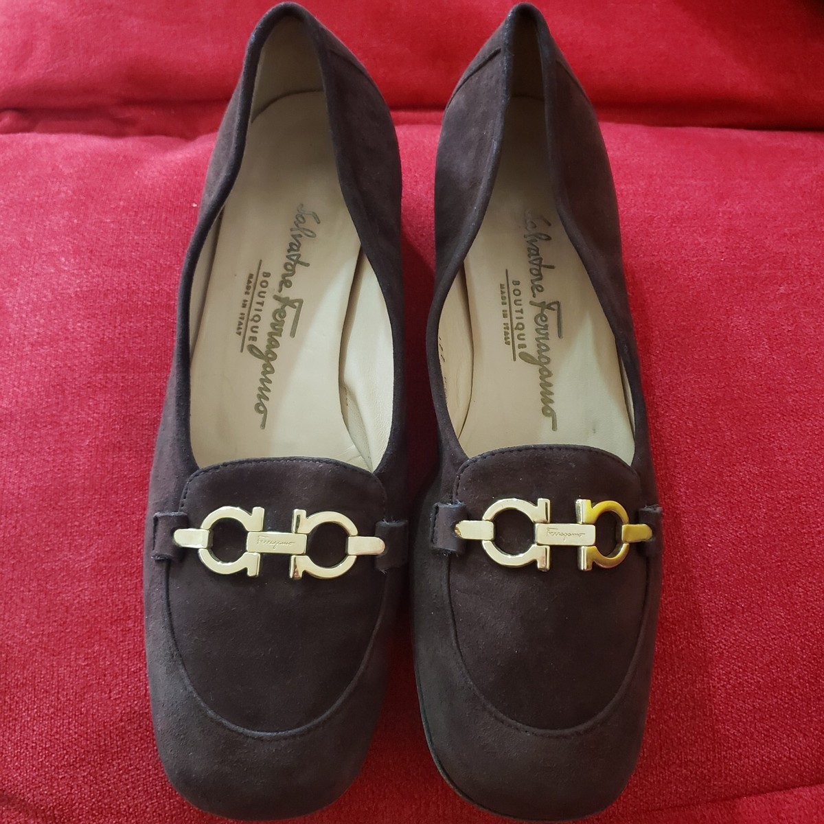 Authentic Salvatore Ferragamo Brown Suede Leather Shoes Gold Logo Size 9.5 Salvatore Ferragamo Suede Casual Shoes for Men for sale | eBay main image 3