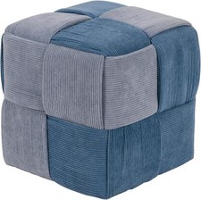 POUF IN VELLUTO INTRECCIATO A COSTE POGGIAPIEDI CUBO PER CASA SOGGIORNO CAMERA