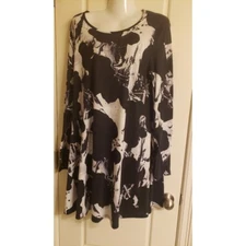 River Island women's black and white paint splash dress - sz 16