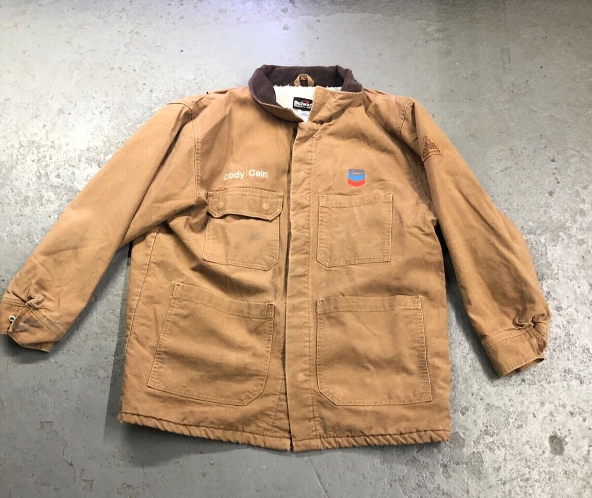 Bulwark Duck Brown Canvas FR Flame Resistant Coat L R Chevron