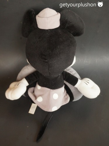 DISNEY SEGA MONOCHROME MINNIE MOUSE PLUSH 12" TALL SITTING - Picture 2 of 2