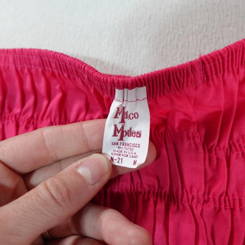 Vintage Malco Modes Bloomer Shorts Womens Medium Red Lacy Ruched Square Dance - Image 4 of 4