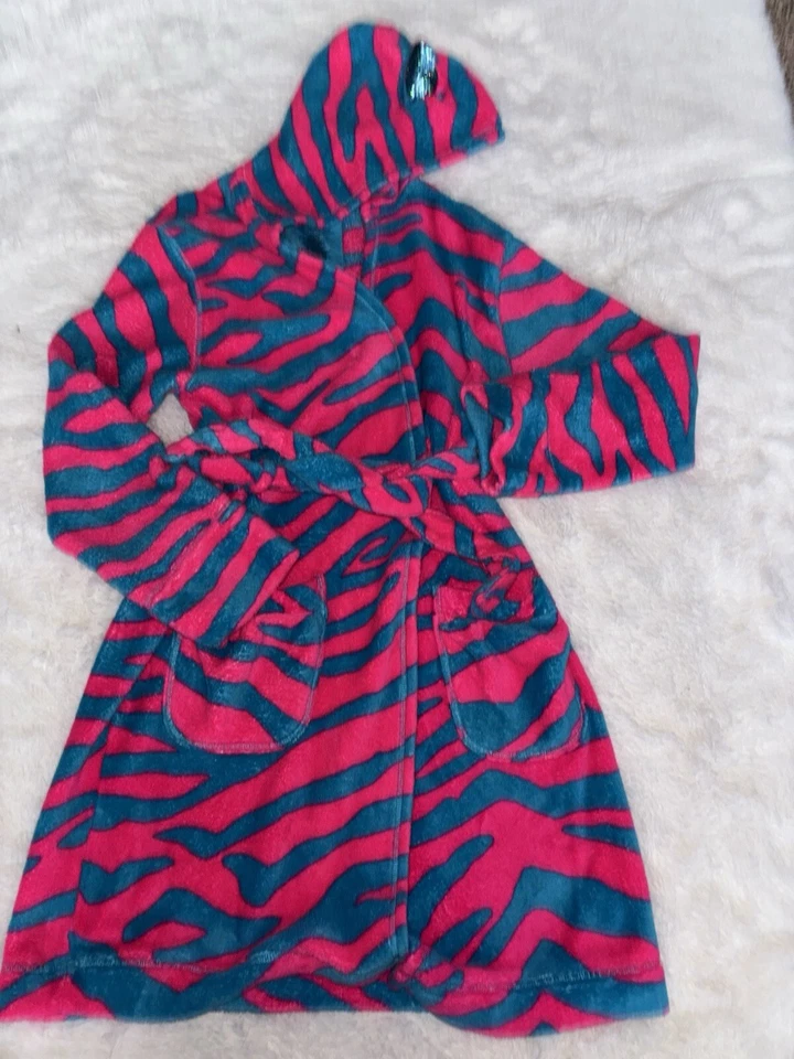 Justice Girls talla Albornoz de felpa azul/rosa con capucha 16/18. Lindo, *nt desc* Foto 4 de 4