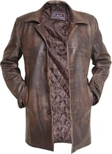 Dean Winchester Supernatural Distressed Brown Real Leather Jacket Car Coat