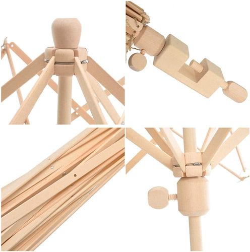 Wooden Umbrella Swift Yarn Winder Holder, Umbrella Bobbin Winder 24" Wooden Yarn - Picture 3 of 7
