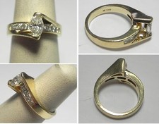 V483 Vintage Solid 14K Yellow Gold 1.00ctw Diamond Engagement Ring, Sz 5.75 