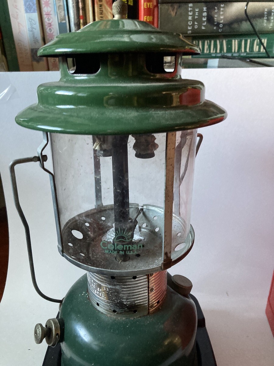 VINTAGE Coleman Model 220F Lantern with Red Plastic Case NO GLOBE
