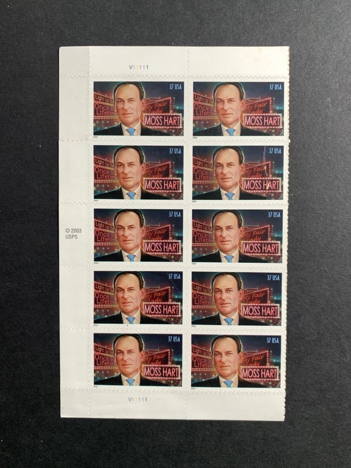 U.S. Stamps SC #3444/3882. Literary Arts Thomas Wolfe & Moss Hart Blocks of 10 - Image 2 of 3