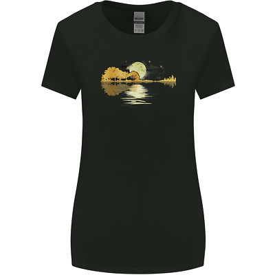 Guitar Reflection Gitarrist Bass Acoustic Damen breiter Schnitt T-Shirt