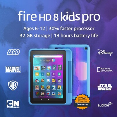 Amazon Fire HD 8 Kids Pro tablet- 2022, ages 6-12 32 GB, Cyber Blue
