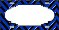 Blue Black Chevron Scallop Metal Novelty License Plate Tag Lp5065
