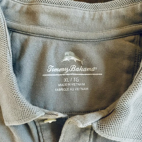 Tommy Bahama Polo Shirt Mens XL Gray Geometric Weave Silk Cotton Short Sleeve - Picture 4 of 9
