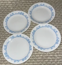 Lot of 4 Corelle Cornsilk 6 3/4” Plates White Blue Yellow - Very Nice