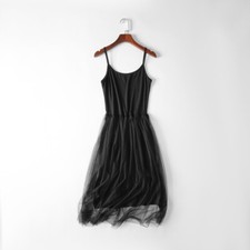 Damen Tüll Unterkleid Netz Splice Spaghetti Träger Unterkleid Unterrock Strand