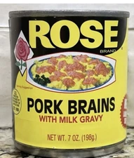 Rose Pork Brains with Milk Gravy 7 Ounce Can Breakfast with eggs Boone Brands