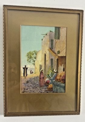 Original antikes Gemälde 2 von S M grau (gelisteter Künstler) betitelt Kairo Datum 1860c