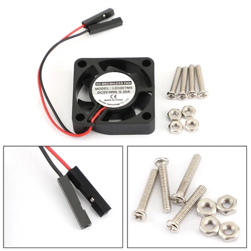 2 Stifte 30x30x7MM 3007 DC 5V 0.2A Lüfter Ventilat für Raspberry Pi 4B/3B+/2B F3