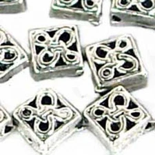 20 Antique Silver Pewter Diamond Spacer Beads 6mm 