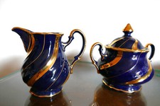 Elegante set zuccheriera e lattiera blu /oro RICHARD GINORI