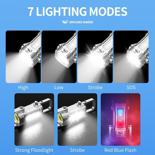 Mini LED COB Flashlight USB Rechargeable Torch Keychain t Pock Lamp Y5J6 A9R9 - Picture 13 of 17